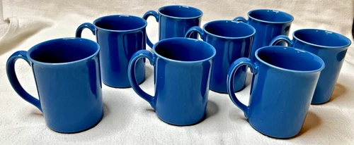 Vintage - Set Of 8 - Corelle Corning 'Blue Violets' Coffee Mugs Cups - USA