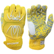 Spiderz 2024 Hybrid Adult Baseball/Softball Batting Gloves - Gold/White - Medium