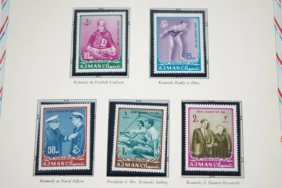 COLECCIÓN AJMAN JOHN F. KENNEDY DE 140 SELLOS, 60 HOJAS Y 1 FOLLETO EN ÁLBUM Foto 2 de 4