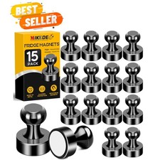 Compact 15Pcs Push Pin Magnets - Sleek Black Neodymium Holders for Office  Home