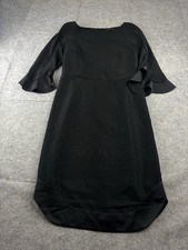 Banana Republic Women’s 4 Black Satin Sheath Knee Length Dress Bell Sleeves