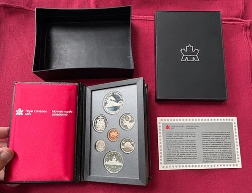 1986 Royal Canada Proof Set 7 Coins Royal Canadian Mint 50% Silver Dollar w/COA