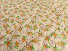Large Blanket, floral orange quilt- 64" by 80", good condition