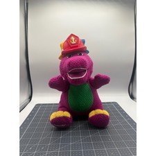 Vintage 2001 Fisher Price Silly Hats Barney Plush Purple Dinosaur Mattel 94417
