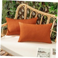 Set of 2 Outdoor Waterproof Throw Pillow Covers 20" x 12" Pack of 2 Orange