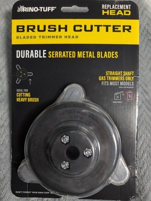 Rino-Tuff Brush Cutter 3-Serrated Metal Edge Blades Straight Shaft Gas Trimmer