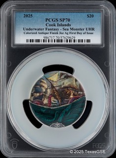 2025 Cook Islands 3oz Silver $20 Underwater Fantasy Sea Monster PCGS SP70 FDI