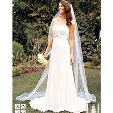David's Bridal Ivory Wedding Dress for Bride Sleeveless Minimalist, Sz 4, ($600)