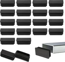 20 Pack 1" X 2" Rectangle End Caps Tubing Black Plastic Plug 