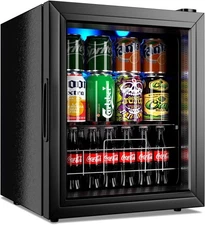 FLB-45 Small Mini Fridge Freestanding Beverage 75 Can, Cooler Refrigerator with 