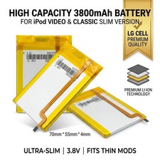 LG 3800mAh Battery Upgrade replacement for iPod Classic 6 6.5 7 Video 5 5.5 Thin