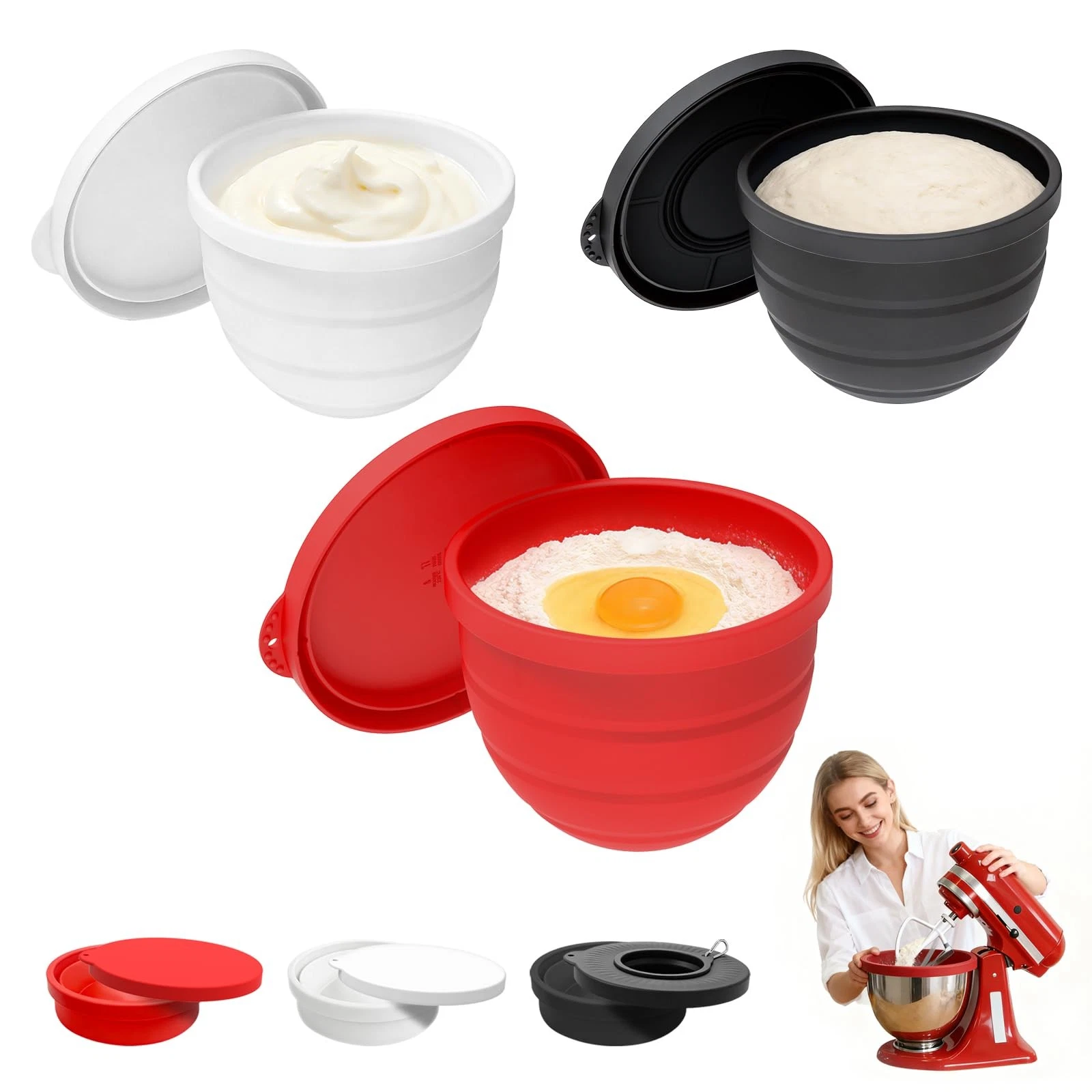Foldable Silicone Liners for 5 Qt KitchenAid Tilt-Head Stand Mixer(Only), Odo...