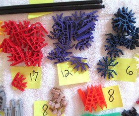 K'NEX MIX LOT OVER 290 PIECES WITH YELLOW HARD KNEX CARRYING CASE EXCELLENT