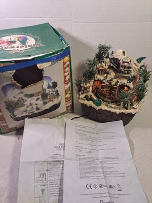 Regency Fine Arts animierte Glasfaser Weihnachtsdorf Zugszene in Schachtel