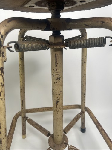 Vintage Industrial Sprung Engineer’s Work Stool Metal Old Garage 1950s 1960s - Picture 7 of 10