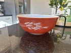 Vintage Orange Pyrex Autumn Harvest Wheat #404  USA MILK GLASS