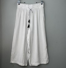 Cynthia Rowley Wide Leg Cropped Pants Plus Size 1X Black White Gauze Striped