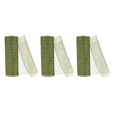 3pcs Decorative Mesh, 10Inx10Yard Decorative Mesh Ribbon Roll,Green