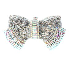 Silver Tone Metal Crystal Rhinestone Clutch Evening Bag HB6262-SAB