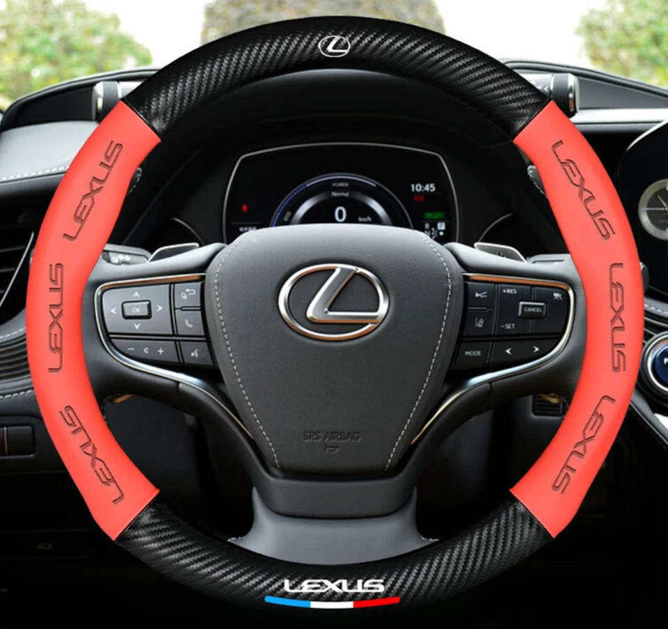15" PU Leather+Carbon fiber Steering Wheel Cover For 1990-2025 Lexus All models - Image 3 of 4