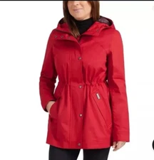 NWT! Hunter Ladies' Water Resistant Cotton Smock Rain Jacket, Red/XL