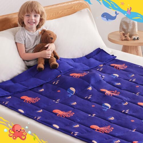 Blue Ocean Weighted Blanket for Kids 50x60in - Cooling & Breathable Comfort - Picture 4 of 8