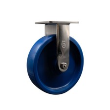 8 Inch 316 Stainless Steel Solid Poly Wheel Rigid Caster with Delrin Bearing SCC