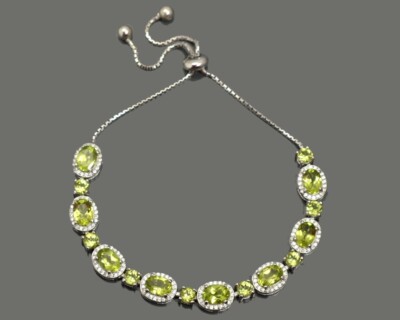 Grün Peridot Edelstein 925 Sterlingsilber Verstellbar Bolo Armband für Sie