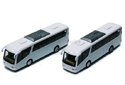 Set of 2 x Kinsmart Coach Travel metro bus 7'' inch diecast model toy Plain White