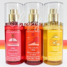 Bath  Body Works x3 VACATION VIBE  PINK PARADISE  SOLAR SHINE Travel Mist NEW