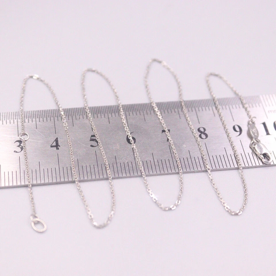 Solid Platinum 950 0.9mm Thin Cable Link Chain Women Necklace 17.7inch 2.3-2.5g - Image 2 of 4