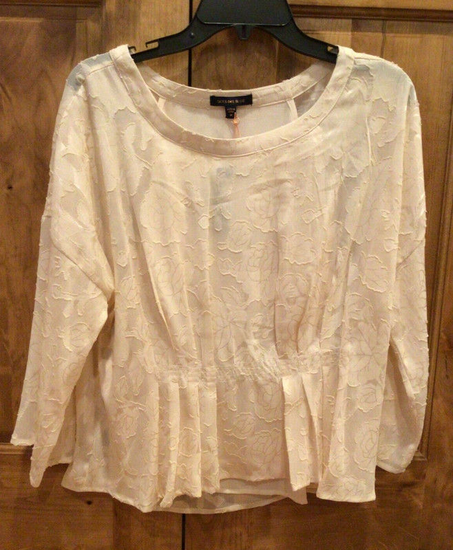 NWT SKIES ARE BLUE Dressy Blouse Top, Women’s Medium, Beige, Retail: $69.00