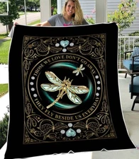 Dragonfly Artist Fleece Blanket, They Fly Beside Us Everyday Dragonfly Blanket