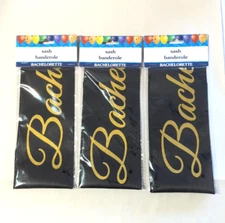BACHELORETTE PARTY SASH BLACK / GOLD LOT (3)