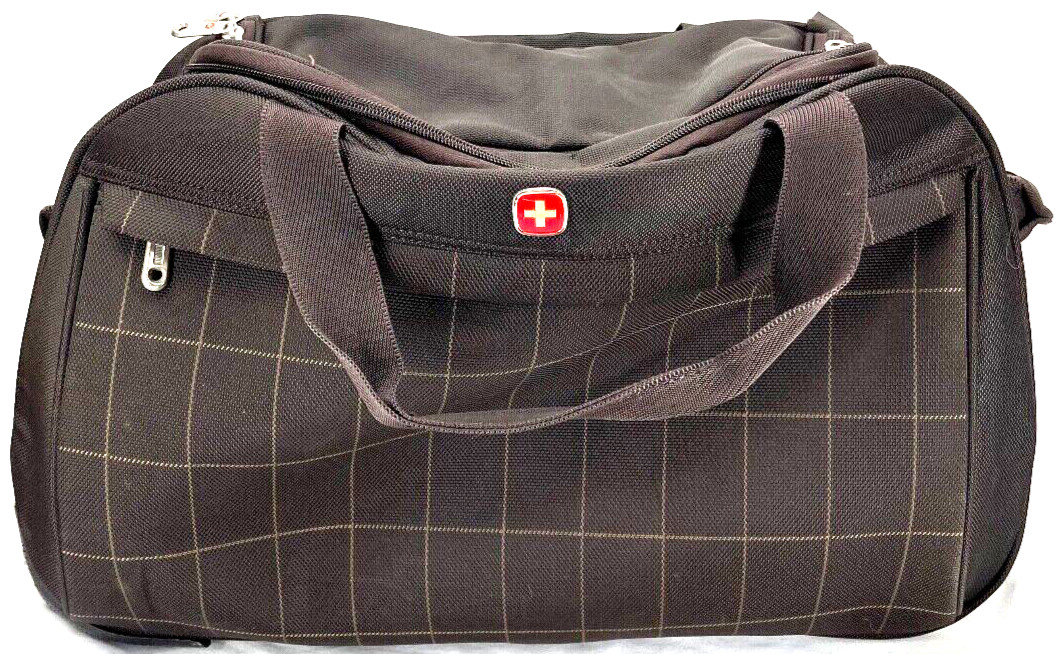 Swiss Gear Brown Travel Portable Wheel Rolling Soft Shell Strap Duffle Bag