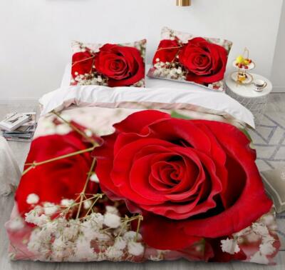 3D Bright Rose ZHUA55 Bed Pillowcases Quilt Duvet Cover Set Queen King Zoe