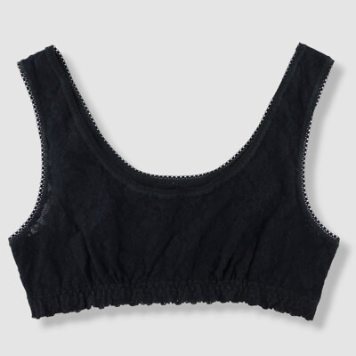 $49 Hanky Panky Women's Black Daily Lace Scoop Neck Bralette Bra Size XS