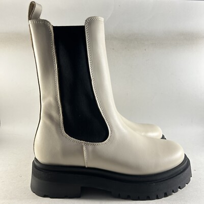 & Other Stories Women s Leather Pull On Boots Beige Size EU 36 US 5