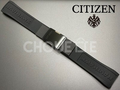 Citizen Navihawk U680-S087881, JY8035-04E 23mm Black Rubber Watch Band with PINS