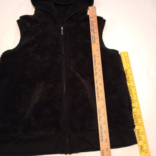 Mudd Girls Hooded Vest Size 16 Black Plush Faux Fur Full Zip Pockets Preppy City - Picture 6 of 14