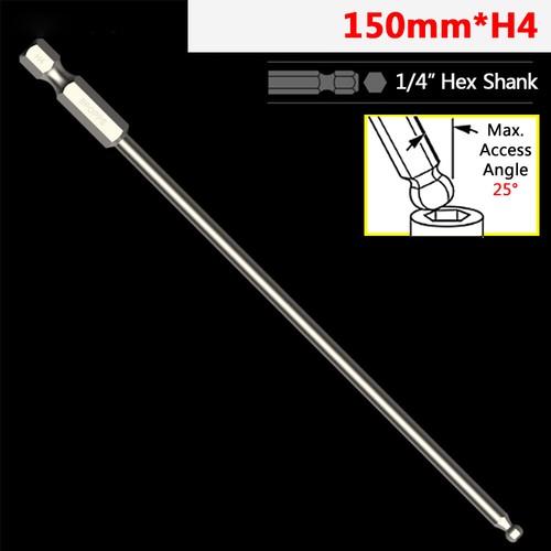 65/100/150mm Ball-End Hex Screwdriver Bit Set 1/4" Hex Shank H2.5 H3 H4 H5 H6 H8 - Picture 27 of 30