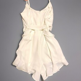 Blakely Ruffled Mesh Overlay Romper Women S Ivory Adjustable Straps One Piece