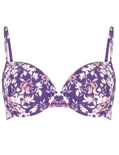 Ex M&S Cotton RIch Purple Print Under Wired T Shirt Bra