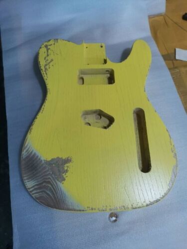 Heavy relic vintage electric guitar body kit DIY Yellow TL - Picture 1 of 4
