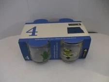 4 Vintage Luminarc Small Tumblers Insects & Animals 1970s Sealed NOS.