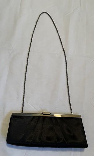 Jacqueline Ferrar Black Pleated Evening Formal Bag Purse 4” X 10” - Picture 2 of 11