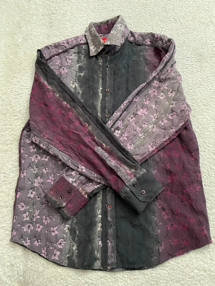 Report Collection Men Floral Long Sleeve Button-Up Shirt Multicolor Size L - Image 2 of 4