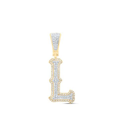 "10K Gelbgold Rund Diamant Buchstabe/Initialen L AnhäNger 1.50 \" Charm 3/8 Karat"-image