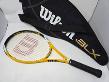 WILSON K SLAM HYBRID 4 3/8 L3 105 SQ IN" BLACK GOLD TENNIS RACQUET W/ CASE