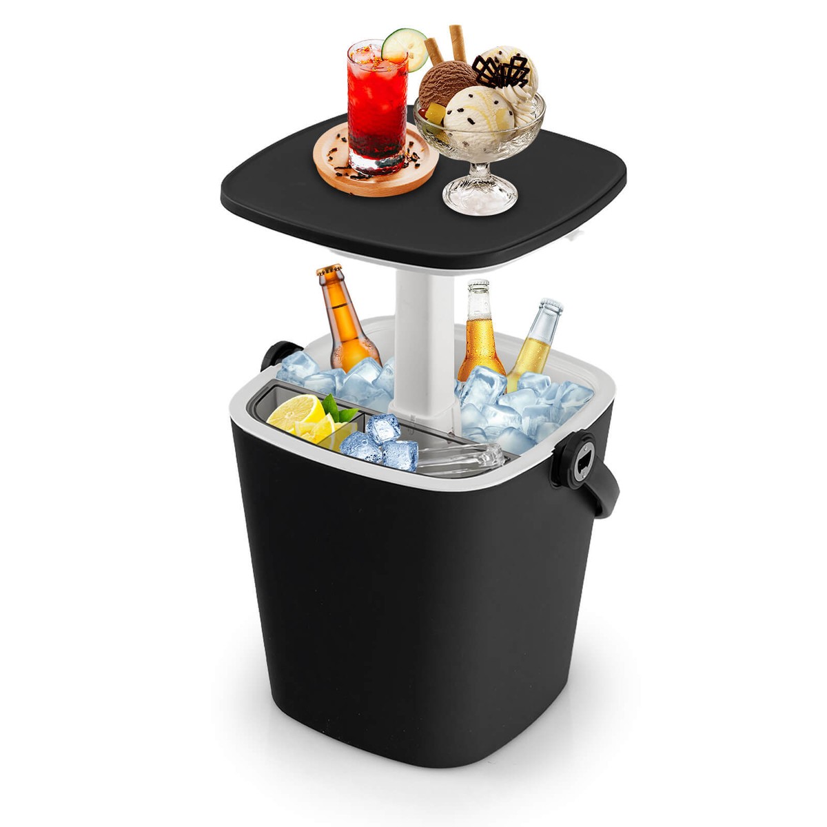 Patio Bar Table Gallon Portable Cooler Table With Handle Lift